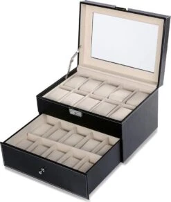 Aretica Horlogebox - Sieradendoos - Geschikt Voor 20 Horloges - Fluweel - Kunstleer - Zwart -Casio Verkoop 1014x1200 2