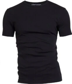 Garage 301 - Semi Bodyfit T-shirt Ronde Hals Korte Mouw Zwart L 100% Katoen 1x1 Rib