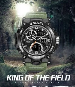 Heren Horloge Zwart Met Zwarte Rubber Band | WR 5BAR | Smael | Waterdicht |Glow In Dark | Mud Master | Leger | Army | Grof | Licht | Rubberen Band | Timer | Eyecatcher | Master| Shock | Vaderdag Cadeau | Vaderdag | Kado| -Casio Verkoop 1036x1200 2