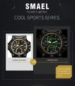 Heren Horloge Zwart Met Zwarte Rubber Band | WR 5BAR | Smael | Waterdicht |Glow In Dark | Mud Master | Leger | Army | Grof | Licht | Rubberen Band | Timer | Eyecatcher | Master| Shock | Vaderdag Cadeau | Vaderdag | Kado| -Casio Verkoop 1040x1200