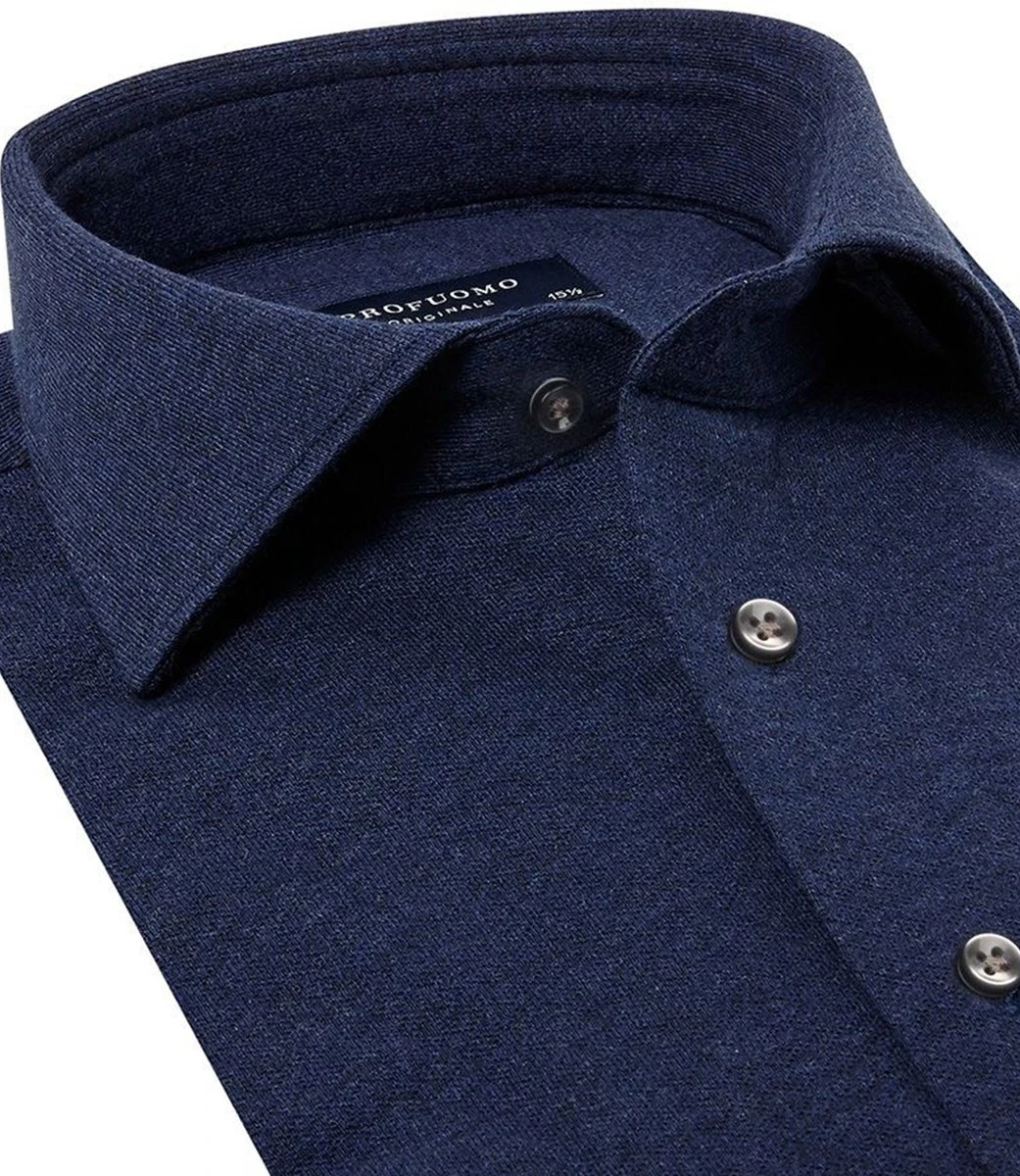 Profuomo - Overhemd Knitted Donkerblauw - 45 - Heren - Slim-fit 4 Profuomo - Overhemd Knitted Donkerblauw - 45 - Heren - Slim-fit - Afbeelding 2