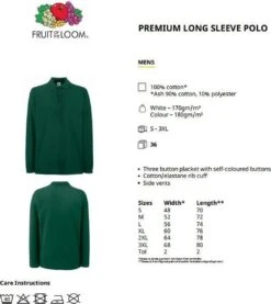 Fruit Of The Loom Polo Met Lange Mouwen Zwart XXXL -Casio Verkoop 1069x1200 5