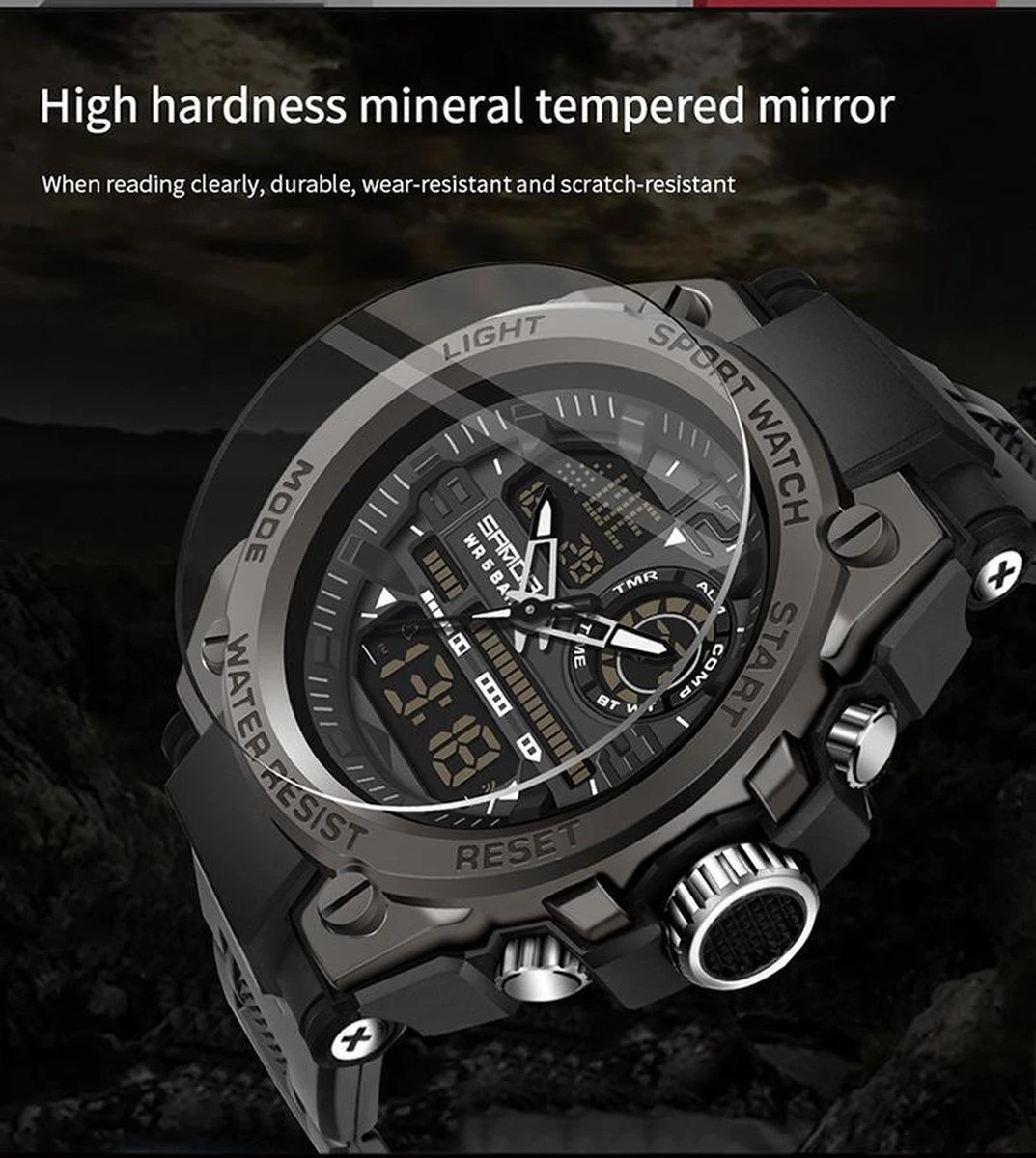 Horloge - Stoer - Mannen - Waterproof - Rubberen Band - Mat - Groen - Trendy - Military Watch - Smael - Cadeau Tip 4 Horloge - Stoer - Mannen - Waterproof - Rubberen Band - Mat - Groen - Trendy - Military Watch - Smael - Cadeau Tip - Afbeelding 2