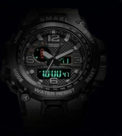 Heren Horloge Zwart Met Groene Rubber Band | Smael | Waterdicht | Glow In Dark | Groen | Mud Master | Leger | Army | Grof | Licht | Rubberen Band | Timer | Gshock | G-shock | Eyecatcher | Master| -Casio Verkoop 1075x1200 1