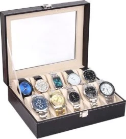 Horlogebox - Luxe Horloge Houder - Zwart Leer - Geschikt Voor 10 Stuks - 20 Cm X 25cm - DisQounts -Casio Verkoop 1095x1200 1