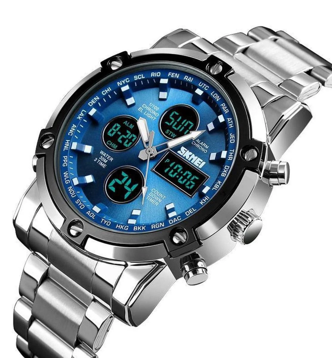 Horloges Voor Mannen - Blauw Met Roestvrijstaal Design - Heren Horloge - Waterdicht -black Friday 3 Horloges Voor Mannen - Blauw Met Roestvrijstaal Design - Heren Horloge - Waterdicht -black Friday