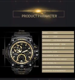 Heren Horloge Zwart Met Zwarte Rubber Band | WR 5BAR | Smael | Waterdicht |Glow In Dark | Mud Master | Leger | Army | Grof | Licht | Rubberen Band | Timer | Eyecatcher | Master| Shock | Vaderdag Cadeau | Vaderdag | Kado| -Casio Verkoop 1119x1200 1