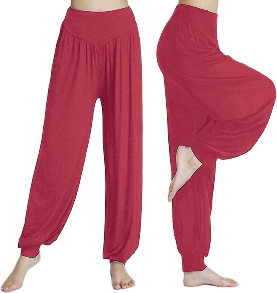 Harembroek - Yogabroek - Chillbroek - Cerise - XXL - Harempants - Luchtige Broek - Loose Pants 3 Harembroek - Yogabroek - Chillbroek - Cerise - XXL - Harempants - Luchtige Broek - Loose Pants