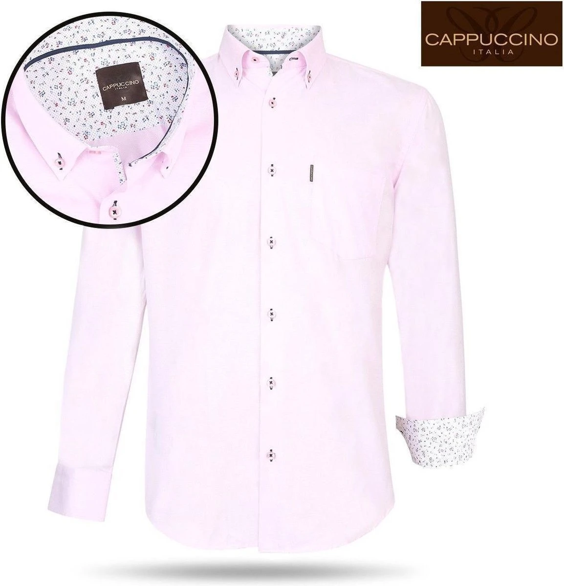 Cappuccino - Heren Overhemd - Borstzakje - Roze 4 Cappuccino - Heren Overhemd - Borstzakje - Roze - Afbeelding 2