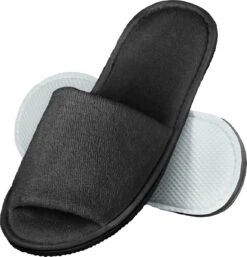 Badslippers Badstof - Open Teen - Antislipzool - Grijs/Bruin