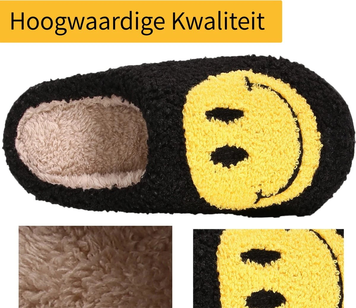 JAXY Smiley Slippers - Smiley Pantoffels - Pantoffels - Smiley Sloffen - Pantoffels Dames En Heren - Sloffen - Sloffen Dames En Heren - Maat 43-44 - Zwart 7 JAXY Smiley Slippers - Smiley Pantoffels - Pantoffels - Smiley Sloffen - Pantoffels Dames En Heren - Sloffen - Sloffen Dames En Heren - Maat 43-44 - Zwart - Afbeelding 5