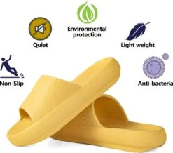 Geweo - Slippers Heren Dames - EVA Badslippers Unisex - Verdikte - Lichtgewicht - Super Zacht Aan Je Voeten - Anti-Slip En Stevig Voetbed - Anti-lawaai - Geel - Maat 38/39 -Casio Verkoop 1200x1057 2