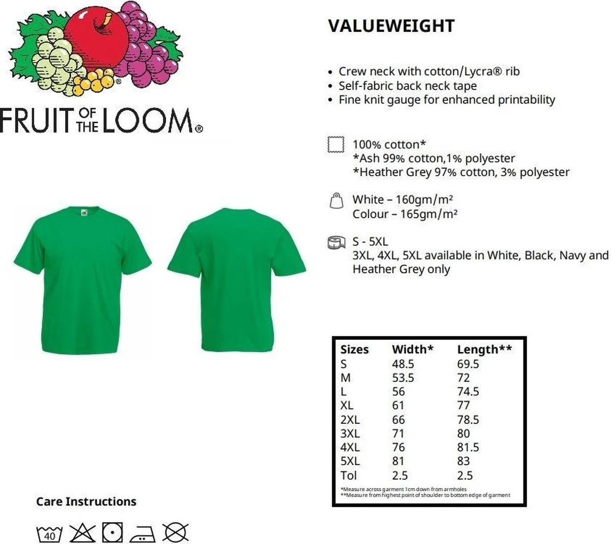 3 Pack Shirts Fruit Of The Loom Ronde Hals Wit Maat L Valueweight 8 3 Pack Shirts Fruit Of The Loom Ronde Hals Wit Maat L Valueweight - Afbeelding 6
