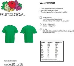 5 Pack Fruit Of The Loom Ronde Hals Valueweight T-shirt Wit XXXXL (4XL) -Casio Verkoop 1200x1069 3