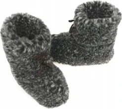 Wollen Sloffen - Winter Pantoffels 100% ECHT Lamswol En Leer - MAAT 46 - Leren Zooltjes – Veters - Handgemaakte Slofjes - Kleur Donkergrijs Gemêleerd -Casio Verkoop 1200x1076