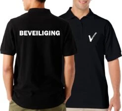 KARIBAN BEVEILIGING Heren Poloshirt - Zwart - Maat L - Korte Mouwen - Ronde Hals - Normale Pasvorm - Rechte Snit - 3 Toon Op Toon Knopen - 180g/m2 - Beveiliging - Uitsmuiter - Beveiliger - Security Guard - Bouncer