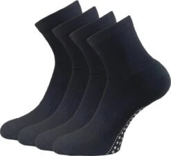 4 Paar Compressie Quarter Sportsokken - Antislip - Zwart - Maat 43-46