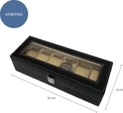 Aretica Luxe Horloge En Sieraden Box Geschikt Voor 6 Horloges - Fluweel - Kunstleer - Zwart -Casio Verkoop 1200x1100