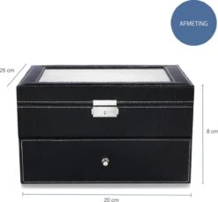 Aretica Horlogebox - Sieradendoos - Geschikt Voor 20 Horloges - Fluweel - Kunstleer - Zwart -Casio Verkoop 1200x1113 1