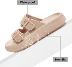 Geweo Slippers - Badslippers Heren Dames - Strand Sandalen Dubbele Gesp - Pillow Slides Slippers - Kerstmis - Kerstfeest - Christmas Gift - Unisex - Dikke Zool Antislip - Lichtgewicht - Khaki - Maat 3940 -Casio Verkoop 1200x1115 12
