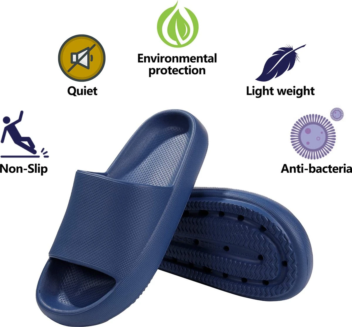 Geweo - Slippers Heren Dames - EVA Badslippers Unisex - Verdikte - Lichtgewicht - Super Zacht Aan Je Voeten - Anti-Slip En Stevig Voetbed - Anti-lawaai - Blauw - Maat 40/41 5 Geweo - Slippers Heren Dames - EVA Badslippers Unisex - Verdikte - Lichtgewicht - Super Zacht Aan Je Voeten - Anti-Slip En Stevig Voetbed - Anti-lawaai - Blauw - Maat 40/41 - Afbeelding 3