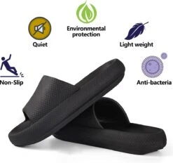 Geweo - Badslippers - EVA Slippers Heren Dames - Pillow Slides - Kerstmis - Kerstfeest - Christmas Gift - Unisex - Verdikte - Antislip - Lichtgewicht - Zwart - Maat 40/41 -Casio Verkoop 1200x1128 9