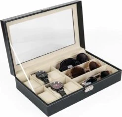 Luxe Brillen Opbergbox - Sieraden Display - 6 Horloge Compartimenten + 3 Brilles Opbergvakken - Confibel Horlogebox - Zwart -Casio Verkoop 1200x1149 1