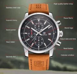 Herenhorloge – Chronograaf - Men's Watch - Edelstaal – Lederen Band -Casio Verkoop 1200x1154 4