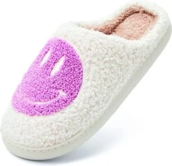 JAXY Smiley Slippers - Smiley Pantoffels - Pantoffels - Smiley Sloffen - Pantoffels Dames En Heren - Sloffen - Sloffen Dames En Heren - Maat 40-41 - Paars