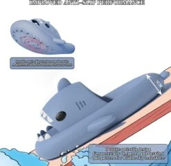 Geweo Haai Slippers - Shark Slides - Badslippers - Pantoffels Heren Dames - Douchepantoffels - Haaienpantoffels - Kerstmis - Kerstfeest - Christmas Gift - Zomer Antislip Platform Kussen Glijbanen Slippers - Blauw - Maat 4344 -Casio Verkoop 1200x1166 6