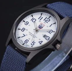 New Military Horloge Blauw / Wit| Nylon | Ø 40 Mm -Casio Verkoop 1200x1173