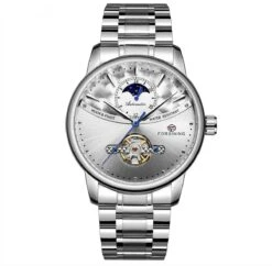 Tourbillon Horloge Zilver | Day & Night | Waterafstotend | Cadeau Giftbox | Zilver | Automatic Horloges | Automatisch Watchwinder | Skeleton Horloges Unisex Skeleton Herenhorloge Jongens Heren