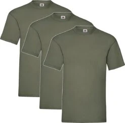 3 Pack Classic Olive Shirts Fruit Of The Loom Ronde Hals Maat L Valueweight