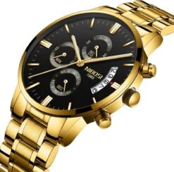 NIBOSI Horloges Voor Mannen - Horloge Mannen – Luxe Goudkleurig Design - Heren Horloge - Ø 42 Mm – Goudkleurig - Roestvrij Staal - Waterdicht Tot 3 Bar - Chronograaf - Geschenkset Met Verstelbare Pin -Casio Verkoop 1200x1183