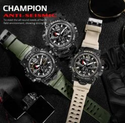 Heren Horloge Zwart Met Groene Rubber Band | Smael | Waterdicht | Glow In Dark | Groen | Mud Master | Leger | Army | Grof | Licht | Rubberen Band | Timer | Gshock | G-shock | Eyecatcher | Master| -Casio Verkoop 1200x1184