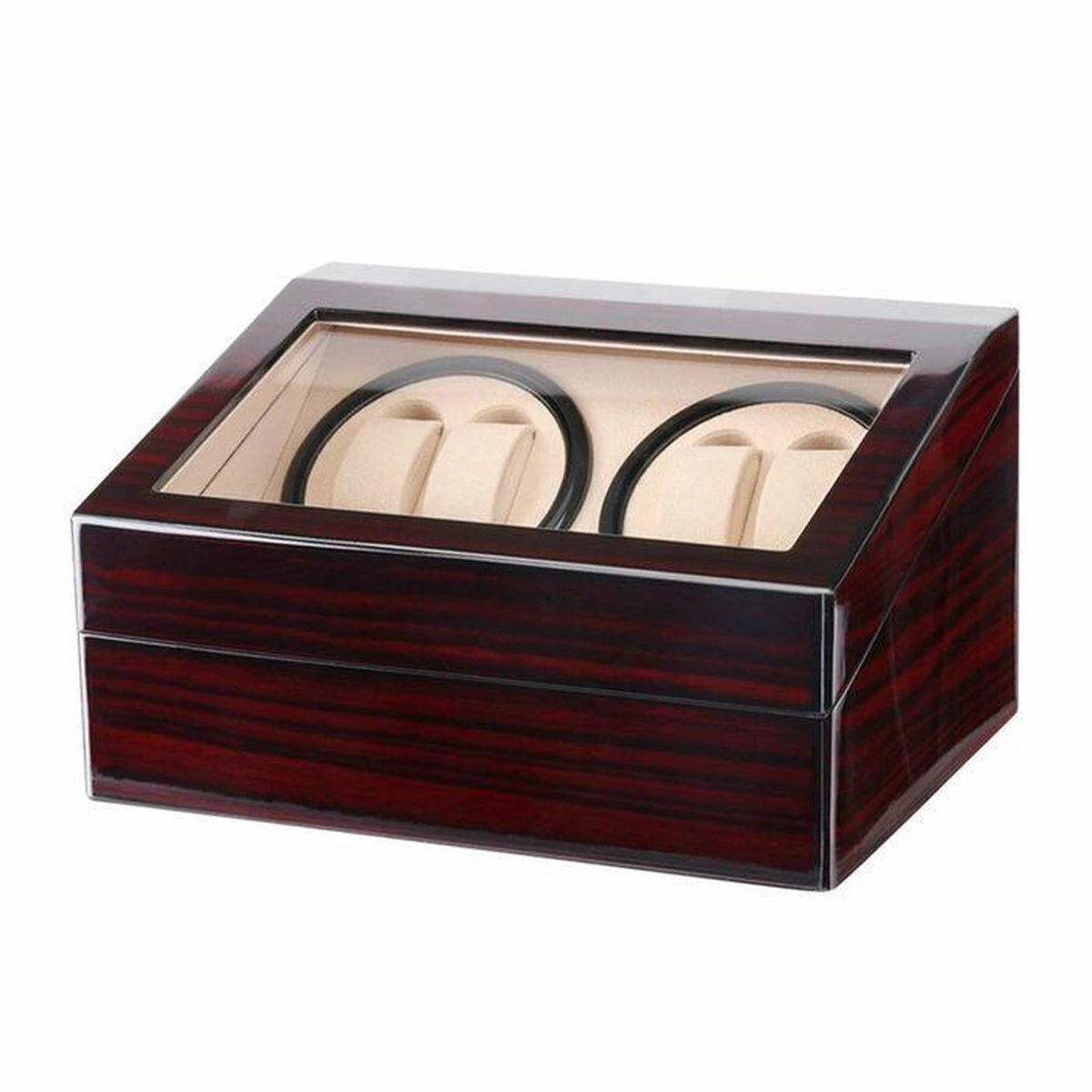 Luxe Houten 2-in-1 Automatische Horloge Winder Doos - Voor 4 Automatische Horloges + 6 Voor Opslag - Opbergbox Watchwinder - Horlogeopwinder - Horlogebox - Valentijnsdag 4 Luxe Houten 2-in-1 Automatische Horloge Winder Doos - Voor 4 Automatische Horloges + 6 Voor Opslag - Opbergbox Watchwinder - Horlogeopwinder - Horlogebox - Valentijnsdag - Afbeelding 2