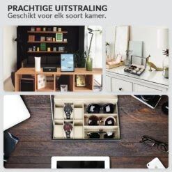 Luxe Brillen Opbergbox - Sieraden Display - 6 Horloge Compartimenten + 3 Brilles Opbergvakken - Confibel Horlogebox - Zwart -Casio Verkoop 1200x1200 1012