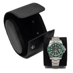 Luxe Horloge Bescherm Case (Zwart) (Leer/Suede) [Luxury Watch Travel Roll Box - Heren Vrouwen Horloge Rol Accessoire - Opbergdoos - Verwijderbaar Kussens – Watch Box – Leder – Leer - Etui Cadeau Kado]