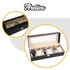 Aretica Luxe Horloge En Sieraden Box Geschikt Voor 6 Horloges - Fluweel - Kunstleer - Zwart -Casio Verkoop 1200x1200 1047