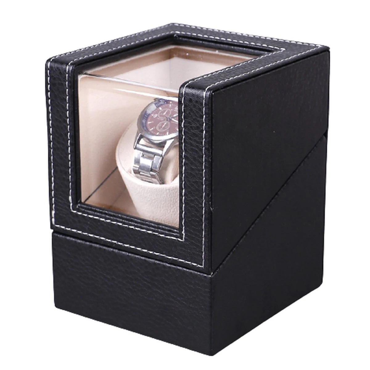 Merkloos Watchwinder - Zwart Met Beige - Automatische Horloge Opwinder - Opbergdoos - Horlogebox - Opbergdoos Heren - Horlogeopwinder - Watchwinders 3 Merkloos Watchwinder - Zwart Met Beige - Automatische Horloge Opwinder - Opbergdoos - Horlogebox - Opbergdoos Heren - Horlogeopwinder - Watchwinders