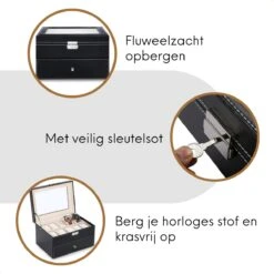 Aretica Horlogebox - Sieradendoos - Geschikt Voor 20 Horloges - Fluweel - Kunstleer - Zwart -Casio Verkoop 1200x1200 1073