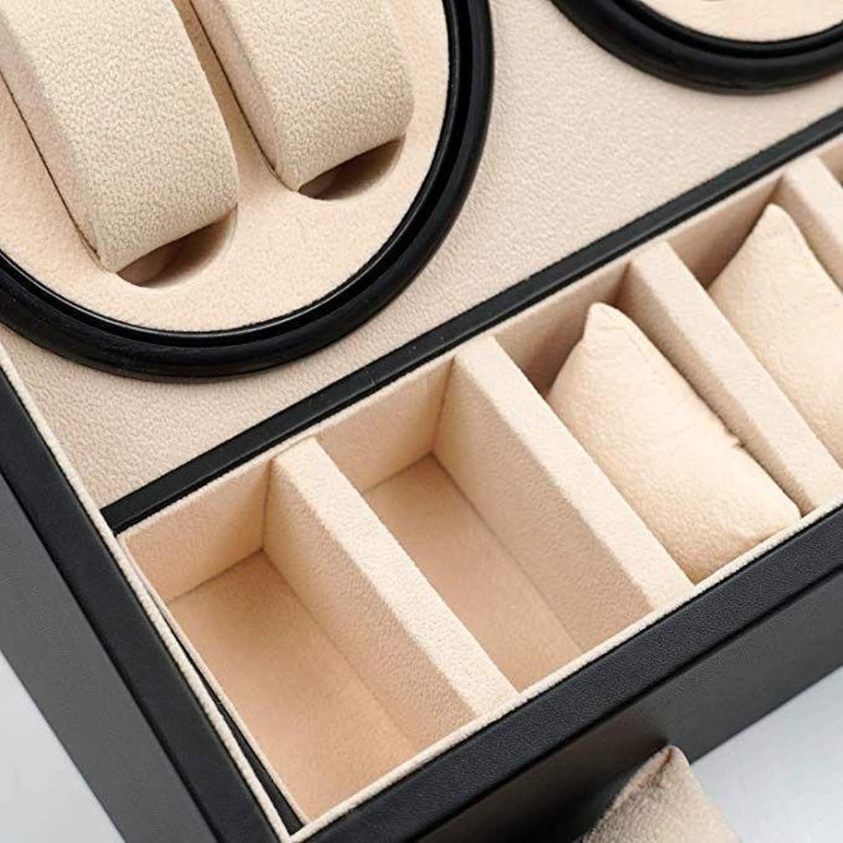 Luxe Leren 2-in-1 Automatische Horloge Box - Voor 4 Automatische Horloges + 6 Voor Opslag - Opbergbox Watchwinder - Horloge Opwinder - Horlogebox - Watch Winder 10 Luxe Leren 2-in-1 Automatische Horloge Box - Voor 4 Automatische Horloges + 6 Voor Opslag - Opbergbox Watchwinder - Horloge Opwinder - Horlogebox - Watch Winder - Afbeelding 8