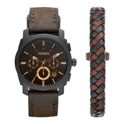 Fossil FS5251SET Herenhorloge Geschenkset 44 Mm - Zwart
