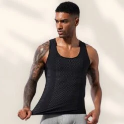 Chibaa - Mannen Compressie Sport Tanktop - Premium Corrigerend Hemd - Ondersteuning - Body Buik Shapewear - Body Shaper - Waist Trainer - Zwart - Large -Casio Verkoop 1200x1200 1205