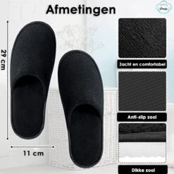 Merkloos Comfy Badstof Slippers - Gesloten Neus - Maat 39/43 - 1 Paar - Vakantie Slippers - Spa Slippers - Zwart -Casio Verkoop 1200x1200 1478