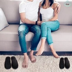 Merkloos Comfy Badstof Slippers - Gesloten Neus - Maat 39/43 - 1 Paar - Vakantie Slippers - Spa Slippers - Zwart -Casio Verkoop 1200x1200 1480