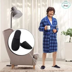 Merkloos Comfy Badstof Slippers - Gesloten Neus - Maat 39/43 - 1 Paar - Vakantie Slippers - Spa Slippers - Zwart -Casio Verkoop 1200x1200 1481