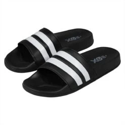 XQ Badslippers Heren Gestreept Zwart