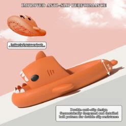 Geweo Haai Slippers - Shark Slides - Badslippers - Pantoffels Heren Dames - Douchepantoffels - Haaienpantoffels - Kerstmis - Kerstfeest - Christmas Gift - Zomer Antislip Platform Kussen Glijbanen Slippers - Oranje - Maat 3738 -Casio Verkoop 1200x1200 1784