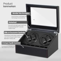 Olvy 4+6 Watchwinder - Voor 10 Horloges - Luxe Horloge Opwinder - Horlogebox - Opbergbox - Carbon Fiber -Casio Verkoop 1200x1200 183